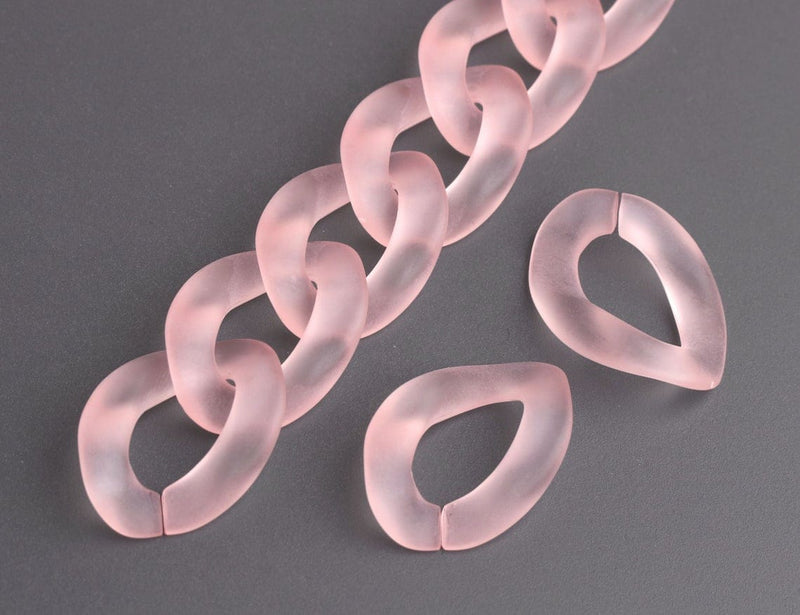 1ft Frosted Light Pink Chain Links, 23mm, Matte Acrylic Plastic, Cute Pastels