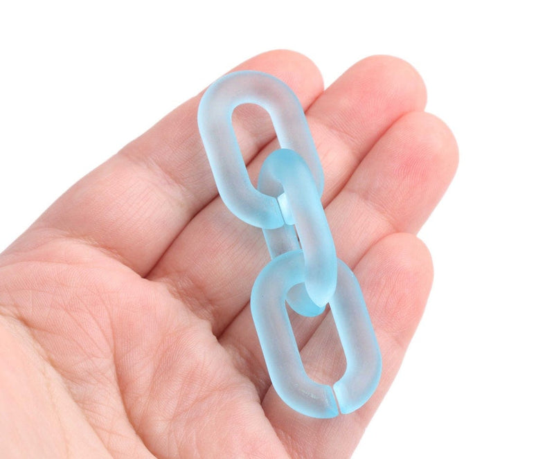 1ft Frosted Aqua Blue Acrylic Chain Links, 31mm, For Wristlet Strap for Wallets