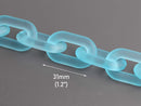 1ft Frosted Aqua Blue Acrylic Chain Links, 31mm, For Wristlet Strap for Wallets