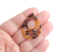 4 Stained Glass Teardrops in Tortoise Shell, Earring Dangles, Acetate Plastic, 36.5 x 26.5mm
