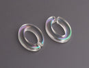 1ft Opal Clear Acrylic Chain Links, 25mm, Transparent and Iridescent, Flat Oval Linking Rings