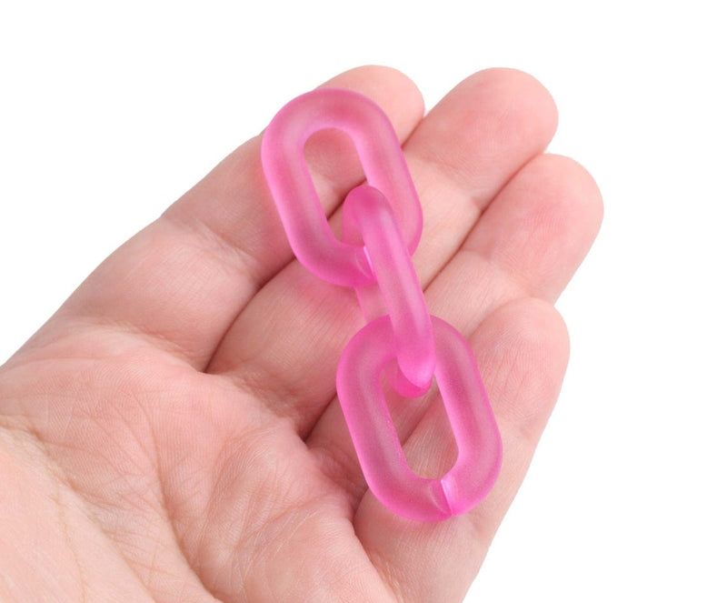 1ft Frosted Hot Pink Chain Links, 31mm, Matte, Japan Fashion, For Gyaru Necklaces