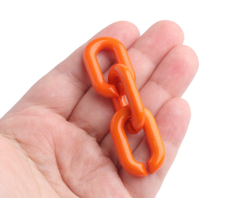 1ft Bright Orange Acrylic Chain Links, 31mm, Big Chunky Ovals, For Wallet Chains