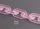 1ft Frosted Ballet Pink Chain Links, 31mm, Matte Acrylic, Chunky Oval Cable
