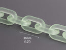 1ft Frosted Acrylic Chain Links in Light Peridot Green, 31mm, For Earring Connectors