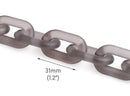 1ft Frosted Black Plastic Chain Links, 31mm, Matte, Dark Gray Colored, For Crafts