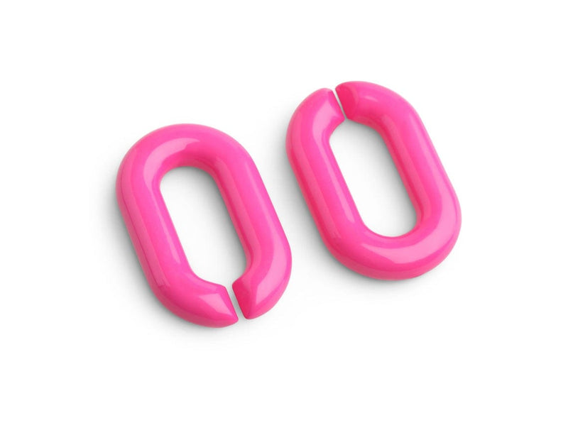 1ft Hot Pink Acrylic Chain Links, 31mm, Big Ovals, For Earring Connectors