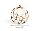 2 Round Filigree Charms in Blonde Tortoise Shell, Scrollwork Pattern, Acetate Plastic, 40 x 38mm