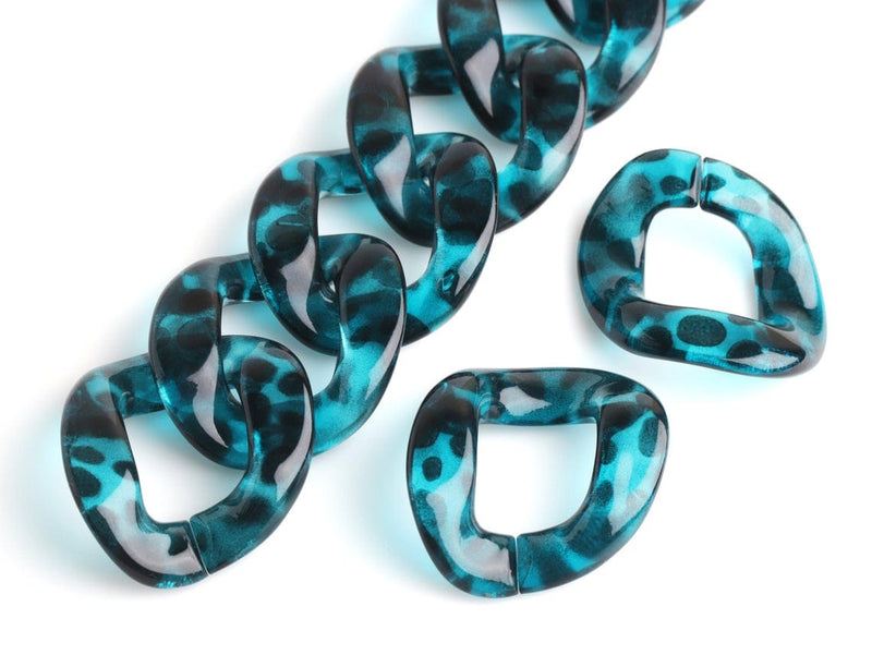 1ft Extra Large Acrylic Chain Links in Blue Tortoise Shell, 40mm, Super Chunky