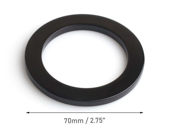 1 Large Black Ring, Round Connectors for Purse Hardware, Swimswuit Rings, Bikini Tops and Macrame, Acetate Plastic, 2.75" Inch