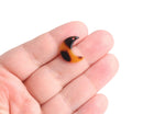 4 Small Crescent Moon Charms in Tortoise Shell, Cellulose Acetate, 17 x 14.5mm