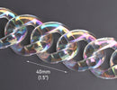 1ft Large Opal Clear Acrylic Chain Links, 40mm, Iridescent, Cute Kawaii, Jewelry Findings
