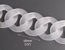 1ft Extra Large Frosted Acrylic Chain Links, 40mm, Matte White Crystal, Cuban Twists