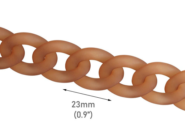 1ft Frosted Acrylic Chain Links in Camel Brown, 23mm, For Miami Cuban Necklaces