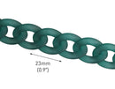 1ft Frosted Pine Green Chain Links, 23mm, Matte Acrylic, For Jewelry Supply