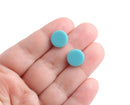 4 Turquoise Blue Cabochons, Flat Round Slice, Stud Earring Blanks, Resin Slab, Cellulose Acetate, 12mm
