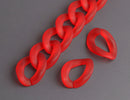 1ft Frosted Ruby Red Acrylic Chain Links, 23mm, Matte Effect, Miami Cuban Links