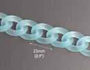 1ft Frosted Ice Blue Plastic Chain Links, 23mm, Pastel Kawaii, For Clog Shoe Chains