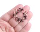 2 Sunflower Charms in Blonde Tortoise Shell, Sun Pendant Links, Flower Resin Settings, Celestial Style, Cellulose Acetate, 33mm
