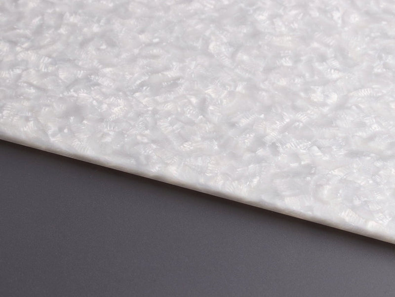 Pearl White Sheets for Laser Cutting, Cellulose Acetate Blanks, Mother of Pearl Colored, 2.5mm Thick, 19.6 x 8 Inch