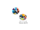 4 Mini Cabochons in Colorful Rainbow, Undrilled Cabs, Small Round Circles for Stud Earrings, Buttons and Nail Art, Cellulose Acetate, 12mm