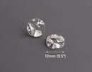 4 Clear Acrylic Cabochons with Silver Foil Flakes, 3mm Thick, Small Undrilled Cabs and Flatbacks, 12mm