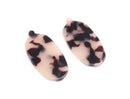 4 Long Hexagon Charms in White Tortoise Shell, Beige and Brown, Oval Earring Blanks, Cellulose Acetate, 38.5 x 19mm