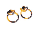 2 Modern Geometric Charms in Tortoise Shell, Earring Link Components, Acetate, 30 x 24mm