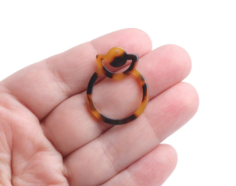2 Modern Geometric Charms in Tortoise Shell, Earring Link Components, Acetate, 30 x 24mm