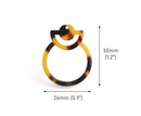 2 Modern Geometric Charms in Tortoise Shell, Earring Link Components, Acetate, 30 x 24mm