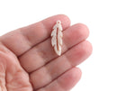4 Boho Feather Charms in Pearl White, Dove, Swan and Snow Owl Feathers, Faux Mother of Pearl, Acetate, 28.5 x 9mm