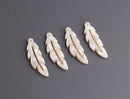 4 Boho Feather Charms in Pearl White, Dove, Swan and Snow Owl Feathers, Faux Mother of Pearl, Acetate, 28.5 x 9mm