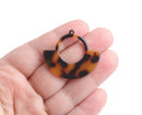 2 Egyptian Charms in Tortoise Shell, Modern Geometric Pendants for Earrings, Acetate, 37.5 x 32mm