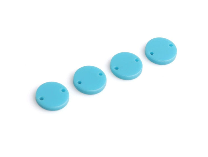 4 Arctic Blue Link Beads, Light Blue Jewelry Connectors with 2 Holes, Acrylic, 12mm