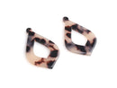 4 Boho Teardrop Earring Charms in Blonde Tortoise Shell, Moroccan Style, Designer Luxury Charms, Acetate, 38 x 23.5mm
