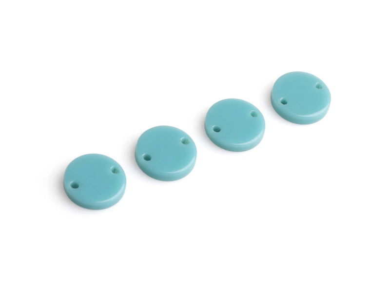 4 Turquoise Blue Charm Links, 2 Hole Beads, Acetate Plastic, December Birthstone, 12mm
