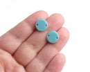 4 Turquoise Blue Charm Links, 2 Hole Beads, Acetate Plastic, December Birthstone, 12mm