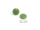 4 Moss Green Charms, Small Round Circles, Resin Slab Pieces, Acetate Plastic, 12mm