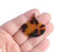 2 Boho Paddle Charms in Tortoise Shell, Plastic Engraving Blanks, Teardrop Earring Pieces, Acetate, 35 x 33.5mm