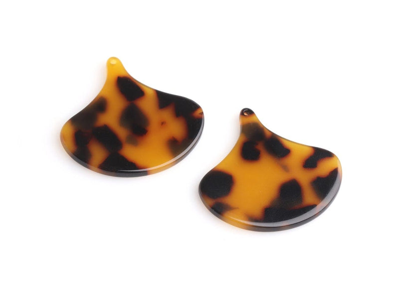 2 Boho Paddle Charms in Tortoise Shell, Plastic Engraving Blanks, Teardrop Earring Pieces, Acetate, 35 x 33.5mm