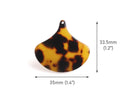 2 Boho Paddle Charms in Tortoise Shell, Plastic Engraving Blanks, Teardrop Earring Pieces, Acetate, 35 x 33.5mm