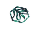 2 Hexagon Ring Charm with Fern Cut Outs, Eco Botanical Pendants, Intricate Carved Fretwork, Acetate, 44 x 40mm