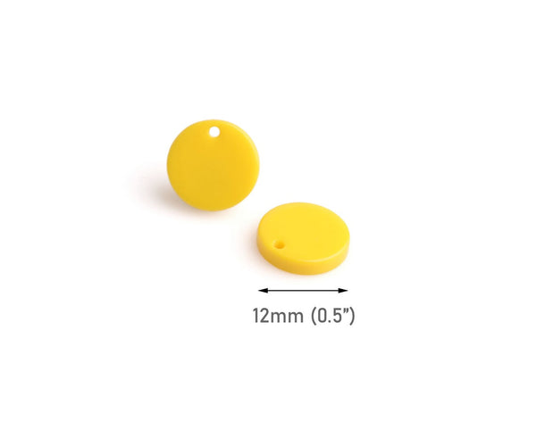 4 Lemon Yellow Charms, Round Circles, Affordable Blanks, Acetate, 12mm