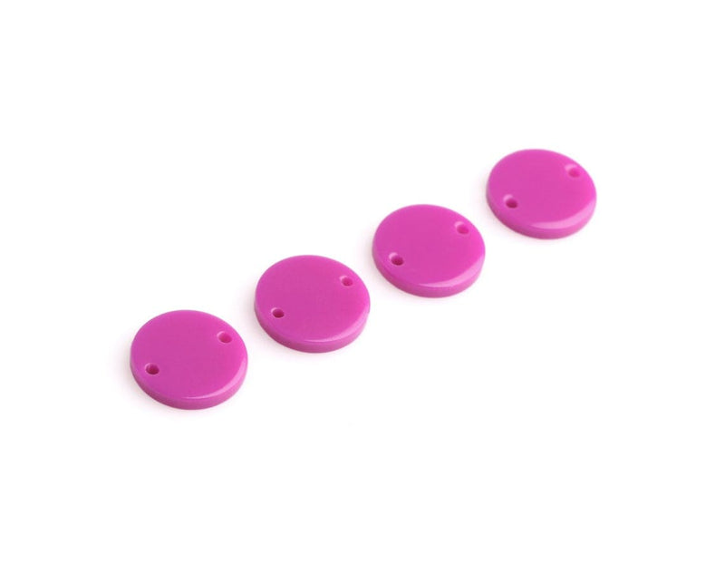 4 Berry Purple Connector Links for Jewelry, Roud Circle Discs with 2 Holes, Acrylic Plastic, 12mm