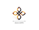 4 Celtic Flower Beads in Tortoise Shell, Four Cardinal Directions, Infinity Knot Earring Lings, Plastic Stars, Acetate, 24mm