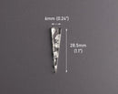 4 Clear Acrylic Spike Charms with Silver Foil Flakes, Edgy, Small Triangle Drops, Plastic, 28.5 x 6mm
