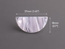 2 Half Moon Links with 2 Holes, Semi Circle Beads, Unique Connectors, Acetate Plastic, 37 x 18mm