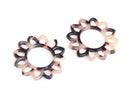 2 Sunflower Charms in Blonde Tortoise Shell, Sun Pendant Links, Flower Resin Settings, Celestial Style, Cellulose Acetate, 33mm