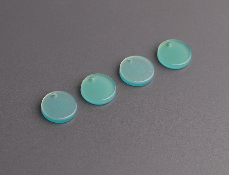4 Aquamarine Blue Charms with Gold Iridescence, March Birthstone, Acetate Plastic, 12mm