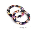 2 Rainbow Tortoise Shell Ring Connectors, Plastic O Ring Links for Purse Straps, Swimsuits and Jewelry Necklaces, 1.8" Inch